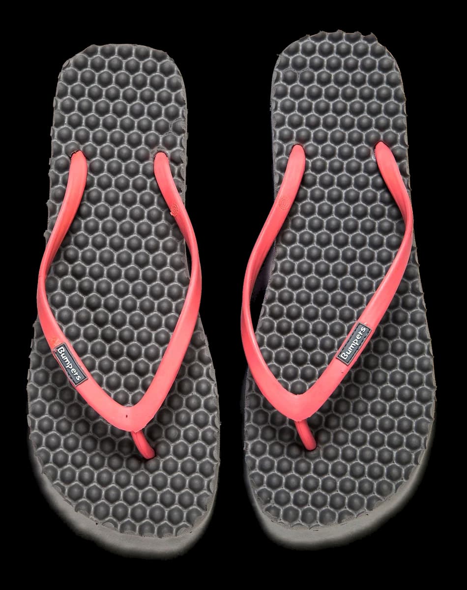 Gray and pink Bumpers Slim footwear shown completely for assortment planning